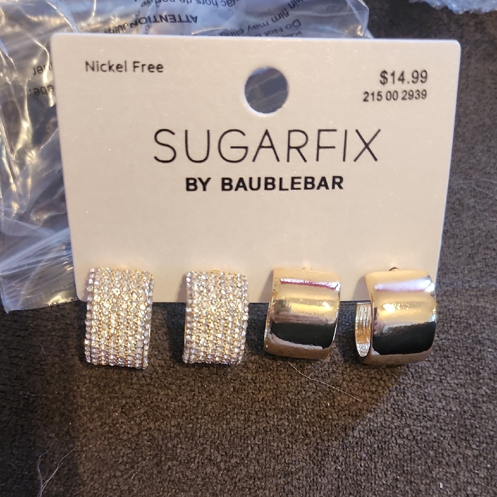 😎Sugarfix Silver and Rhinestone Earrings